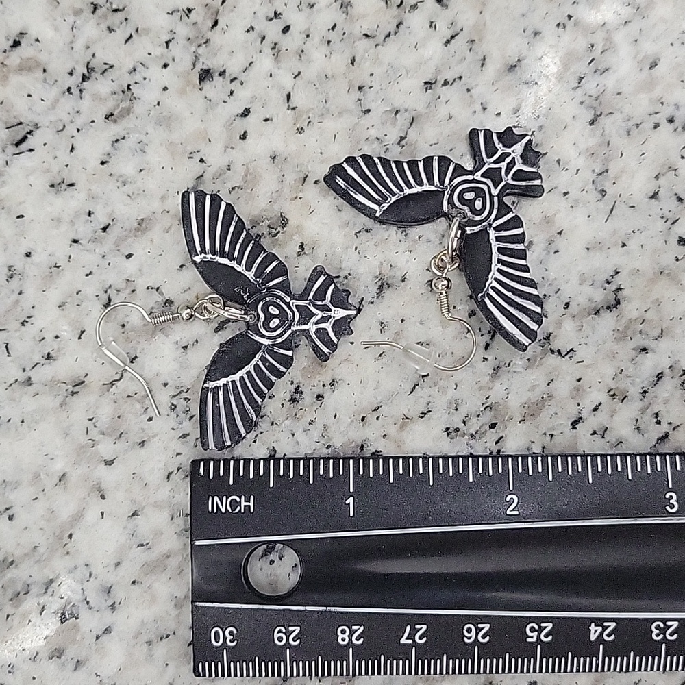 4/$10 black and white owl earrings - Picture 3 of 8